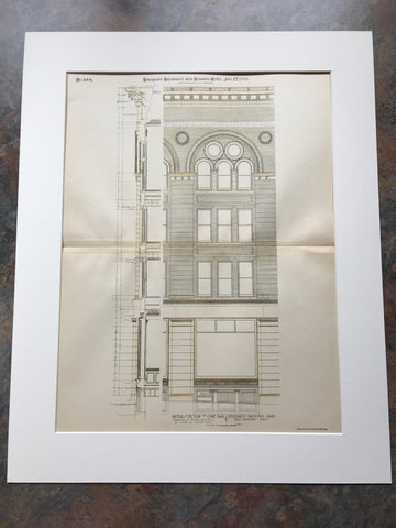 Merchants National Bank, Details, New Bedford, MA, 1894, Hand Colored Original -