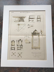 Dining Furniture for Monroe Smith, 1894, by William Price, Hand Colored Original*