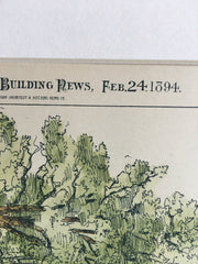 House by Rossiter & Wright, NY, 1894, Hand Colored Original Plan -