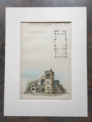 Church, Cleveland, Ohio, 1894, Hand Colored Original Plan -