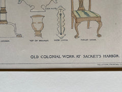 Colonial Work, Sacket's Harbor, NY, 1890, Hand Colored Original -
