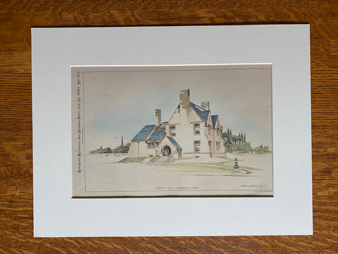 Divinity Hall, Harvard, Cambridge, 1890, Peabody & Stearns, Hand Colored Original -