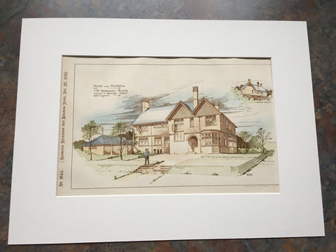 Frederick Power House, Coleshill, Birmingham, UK, 1895, Original, Hand Colored -