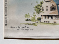 De Lacey Evan House, Ruxton, MD, 1890, E Dietrich, Original Plan Hand Colored -