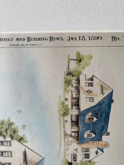De Lacey Evan House, Ruxton, MD, 1890, E Dietrich, Original Plan Hand Colored -