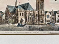 St Augustine RC Church, Brooklyn, NY, 1890, Parfitt, Original Plan Hand Colored -