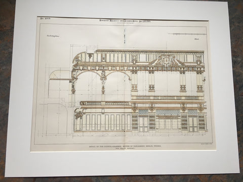 Council Chamber, Parliament, Berlin, Prussia, 1895, Original, Hand Colored -