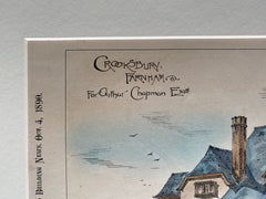 Arthur Chapman House, Crooksbury, Farnham, UK, 1890, Original Plan Hand Colored -