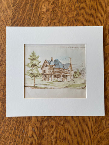 Albert Will House, Rochester, NY, 1890, Otto Block, Original Hand Colored -