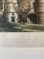 Balveny Castle Courtyard, Dufftown, Scotland, 1890, Original Hand Colored -