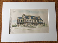 Newbold Country House, Laverock, PA, 1895, Geo. Pearson, Original Hand Colored -