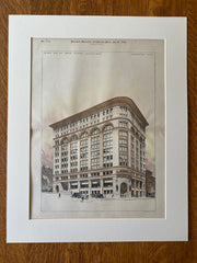 Office Building, Boston, MA, 1890, C H Blackall, Original Hand Colored -