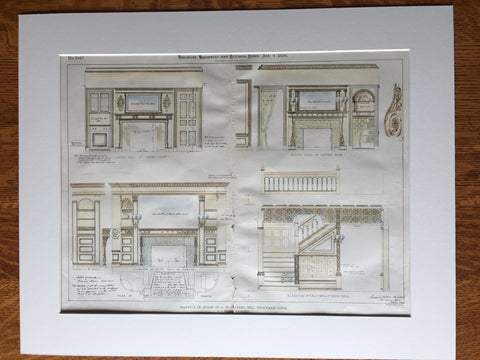 House of A N Belding, Rockville, CT, 1895, S J Brown, Hand Colored Original -