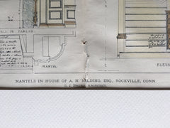 House of A N Belding, Rockville, CT, 1895, S J Brown, Hand Colored Original -