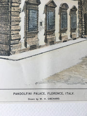 Pandolfini Palace, Florence, Italy, 1895, Hand Colored Original -