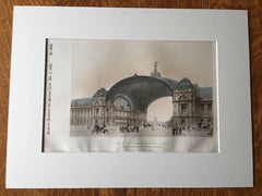 Palais Aux Champs Elysees, Paris, France, 1895, Hand Colored Original -