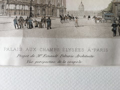 Palais Aux Champs Elysees, Paris, France, 1895, Hand Colored Original -