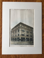 E D Chamberlin Building, St Paul, MN, 1896, Cass Gilbert, Hand Colored Original -