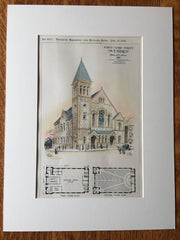 M E Church, 43rd Street, Philadelphia, PA, 1896, Hand Colored Original -