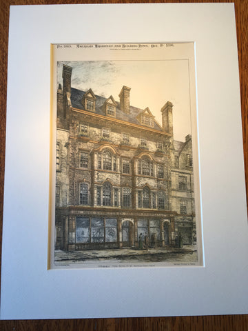 65-66 New Bond Street, London, UK, 1896, Arthur Keen, Original Hand Colored -