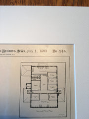 Fire Station, Cambridge, MA, 1893, James Murray, Original Hand Colored -