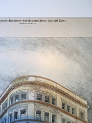 Donohoe Building, San Francisco, CA, 1890, A Page Brown, Original Hand Colored -