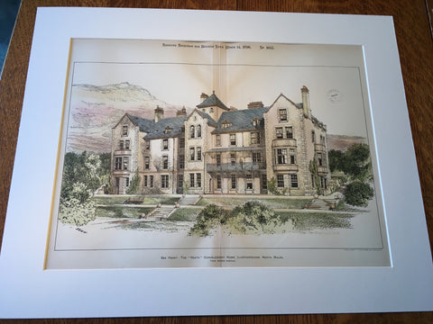 Heath Convalescent Home, Llanfairrechan, Wales, 1896, Original Hand Colored -