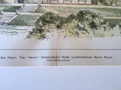 Heath Convalescent Home, Llanfairrechan, Wales, 1896, Original Hand Colored -