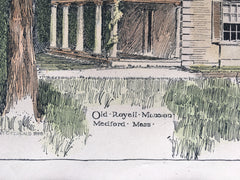 Old Royall Mansion, Medford, MA, 1896, Original Hand Colored -
