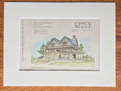 E H Smith House, Holyoke, MA, 1896, Walter Crabtree, Original Hand Colored -