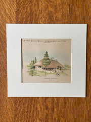 Thatched Shelter, Franklin Park, Boston, MA, 1892, Hand Colored, Original -
