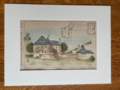 House & Stable, S Bethlehem, PA, 1892, Wilson Eyre Jr., Hand Colored, Original -