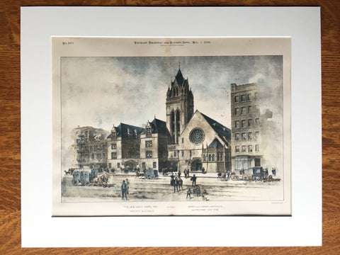 Grace Chapel & Mission Buildings, 14th St, NY, 1896, Original Hand Colored -