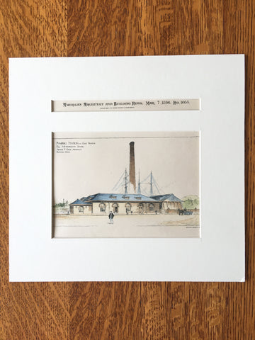 Metropolitan Sewer Pumping Station, East Boston, MA, 1896, Original Hand Colored -