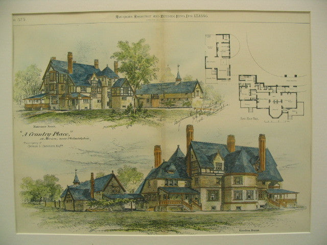 Crawford Country House, Merion, PA, 1886, Benjamin Linfoot