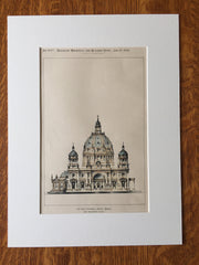 New Cathedral, Berlin, Prussia, Germany, 1896, Roschdorff, Original Hand Colored -