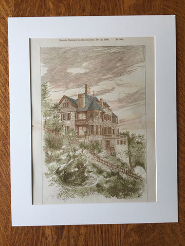 Casa Del Vallone, Bordighera, Imperia, Italy, 1896, Original Hand Colored -