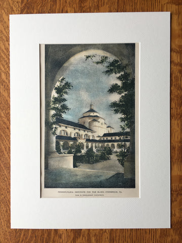Pennsylvania Institute for the Blind, Overbrook, 1897, Hand Colored, Original -