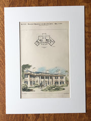 Oliver Prescott House, Dartmouth, MA, 1897, W Rantoul, Hand Colored, Original -