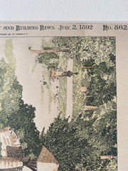 Gateway to Evergreen Cemetery, Boston, MA, 1892, Original Hand Colored -
