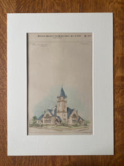 First Congregational Church, Orange, MA, 1892, HM Francis, Original Hand Colored -