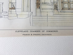 Cleveland Chamber of Commerce, Entrance, OH, 1897, Hand Colored, Original -