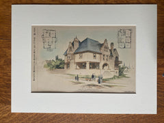 House at Scranton, PA, 1892, EGW Dietrich, Original Hand Colored -