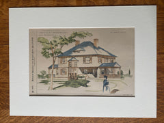 House at Brightwood, Washington DC, 1892, W J Marsh, Original Hand Colored -