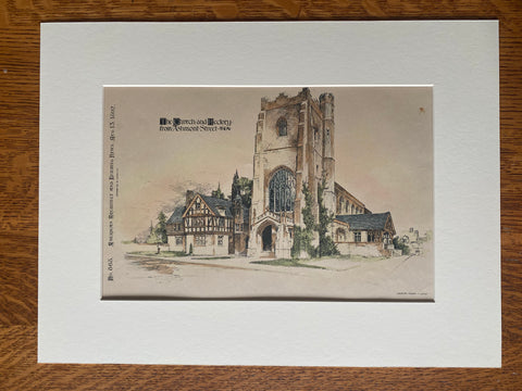 All Saints Church & Rectory, Ashmont St, Boston, MA, 1892, Original Hand Colored -