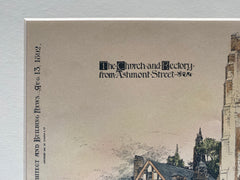 All Saints Church & Rectory, Ashmont St, Boston, MA, 1892, Original Hand Colored -