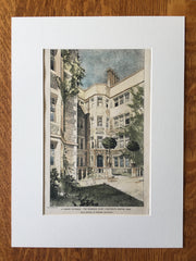 Richmond Court Apartments, Boston, MA, 1898, Cram et al., Hand Colored Original -