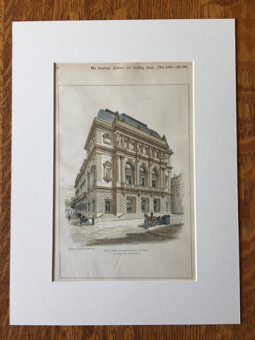 Opera Comique, Paris, France, 1898, M Bernier, Hand Colored Original -