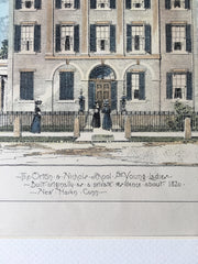 Orton & Nichols School Young Ladies, New Haven, CT, 1898, Hand Colored Original -