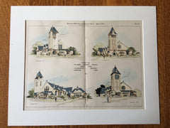 St Johns Episcopal Church, Essex, CT, 1898, F R Comstock, Hand Colored Original -